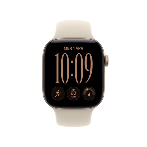 Apple Watch Series 12 GPS + Cellular, cassa 42 mm in alluminio color oro chiaro con cinturino Sport sabbia - M/L