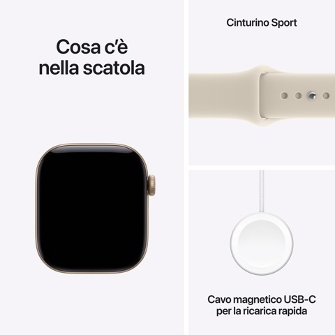 Apple Watch Series 12 GPS + Cellular, cassa 42 mm in alluminio color oro chiaro con cinturino Sport sabbia - M/L