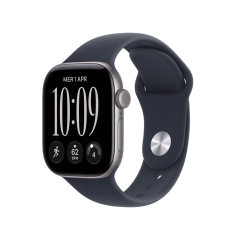 Apple Watch Series 12 GPS + Cellular, cassa 42 mm in alluminio grigio siderale con cinturino Sport blu marino - S/M