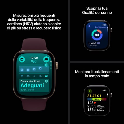 Apple Watch Series 12 GPS + Cellular, cassa 42 mm in alluminio grigio siderale con cinturino Sport blu marino - S/M