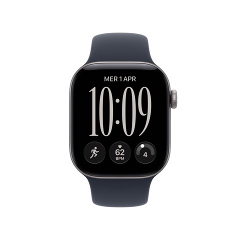 Apple Watch Series 12 GPS + Cellular, cassa 42 mm in alluminio grigio siderale con cinturino Sport blu marino - M/L