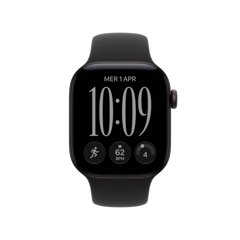 Apple Watch Series 12 GPS + Cellular, cassa 42 mm in alluminio nero con cinturino Sport nero - M/L