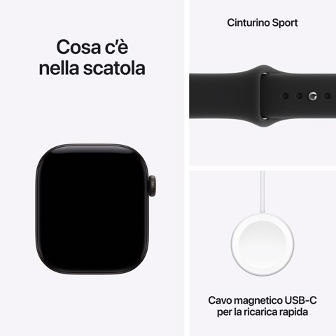 Apple Watch Series 12 GPS + Cellular, cassa 42 mm in alluminio nero con cinturino Sport nero - M/L