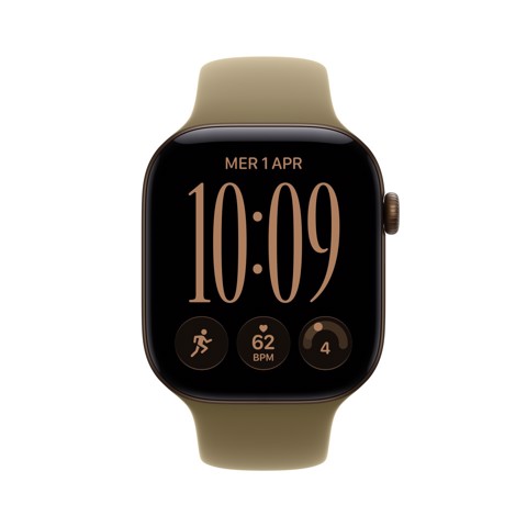 Apple Watch Series 12 GPS + Cellular, cassa 46 mm in alluminio color bronzo scuro con cinturino Sport oliva - M/L