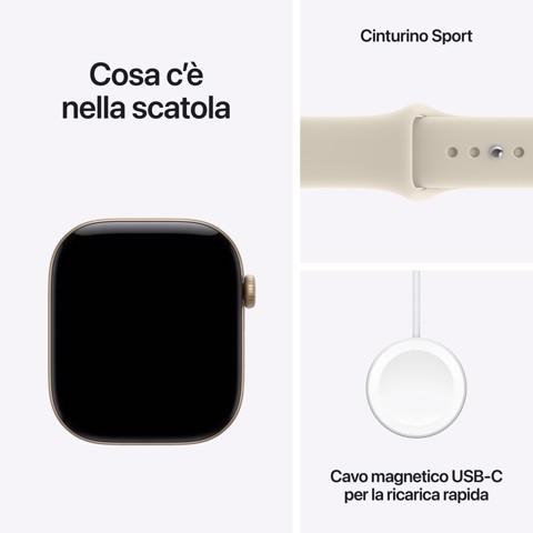 Apple Watch Series 12 GPS + Cellular, cassa 46 mm in alluminio color oro chiaro con cinturino Sport sabbia - M/L