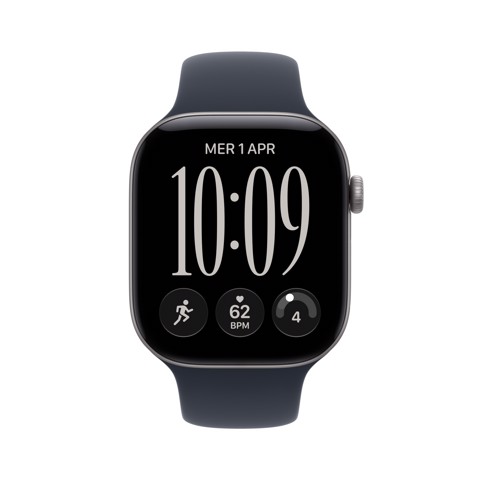 Apple Watch Series 12 GPS + Cellular, cassa 46 mm in alluminio grigio siderale con cinturino Sport blu marino - M/L