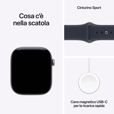 Apple Watch Series 12 GPS + Cellular, cassa 46 mm in alluminio grigio siderale con cinturino Sport blu marino - M/L