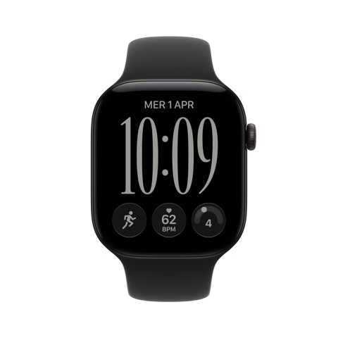 Apple Watch Series 12 GPS + Cellular, cassa 46 mm in alluminio nero con cinturino Sport nero - S/M
