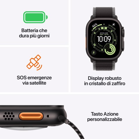 Apple Watch Ultra 3 GPS + Cellular 49mm Cassa Titanio Naturale con Loop in maglia Milanese Titanio - Medium