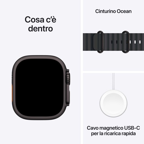 Apple Watch Ultra 3 GPS + Cellular 49mm Cassa Titanio Nero con Band Ocean Nero