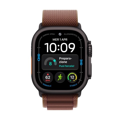 Apple Watch Ultra 4 GPS + Cellular, Cassa 49 mm in titanio nero con Alpine Loop borgogna - L