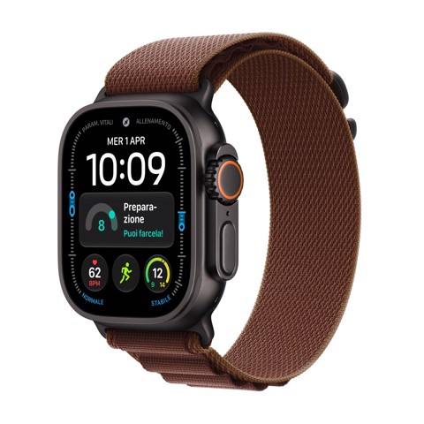 Apple Watch Ultra 4 GPS + Cellular, Cassa 49 mm in titanio nero con Alpine Loop borgogna - M