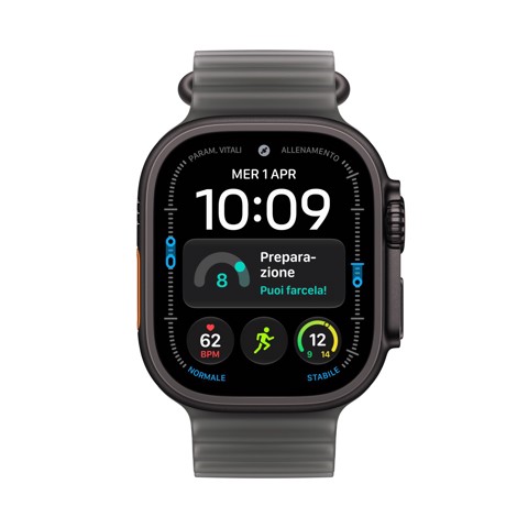 Apple Watch Ultra 4 GPS + Cellular, Cassa 49 mm in titanio nero con cinturino Ocean nero traslucido