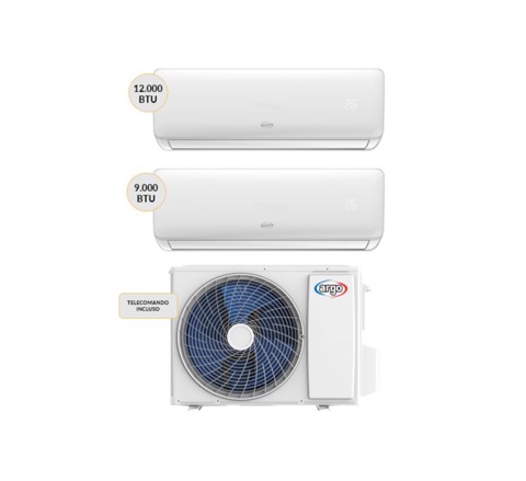 Argoclima Condizionatore DUAL split Inverter 9000btu+12000btu Wi-Fi CLDESIGNDUAL14UE + CLDESIGNDUAL09UI + CLDESIGNDUAL12UI Climatizzatore Fisso