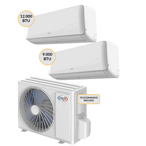 Argo Condizionatore DUAL split Inverter 9000+12000 btu Wi-Fi CLDESIGNDUAL18UE + CLIMADESIGNM09UI + CLIMADESIGNM12UI Climatizzatore Fisso