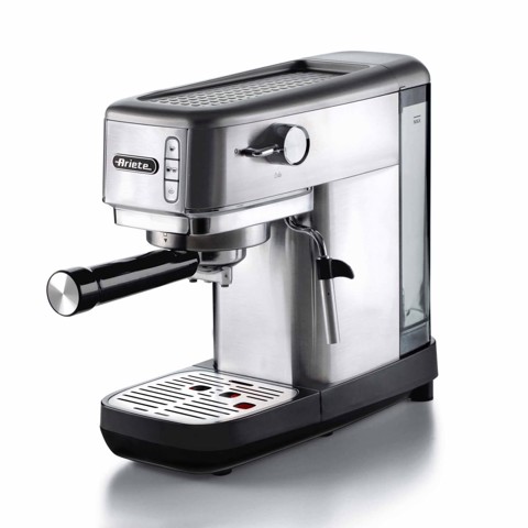 Ariete 1380 Macchina da caffè in metallo, compatibile con caffè in polvere e cialde ESE, 1300 W, Capacità 1,1 L, 15 bar di pressione, Filtro 1 o 2 tazze, Dispositivo Cappuccino, Silver