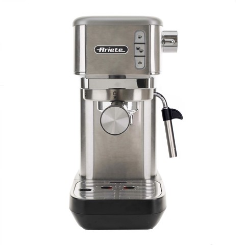 Ariete 1380 Macchina da caffè in metallo, compatibile con caffè in polvere e cialde ESE, 1300 W, Capacità 1,1 L, 15 bar di pressione, Filtro 1 o 2 tazze, Dispositivo Cappuccino, Silver