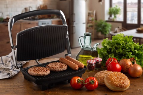 Ariete 1911 Toast & Grill Slim - Piastra elettrica antiaderente per toast e sandwich - piastra rigata - 1000 Watt - Argento