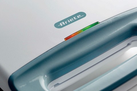Ariete 1971 Tostiera Breakfast, Piastra elettrica per toast, sandwich e panini, 750W, Piastre fisse grill, Rivestimento antiaderente, Posizione e riponimento verticale, White & Aegean Teal
