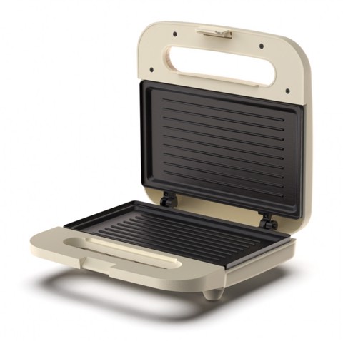 Ariete 1971 Tostiera Breakfast Wood, Griglia Elettrica Panini, 750W, Effetto Legno, Piastra Antiaderente Grill 23x13cm, Riponimento Verticale, Beige