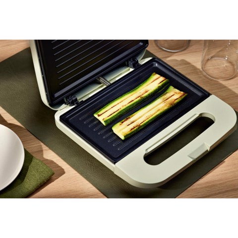 Ariete 1971 Tostiera Breakfast Wood, Griglia Elettrica Panini, 750W, Effetto Legno, Piastra Antiaderente Grill 23x13cm, Riponimento Verticale, Beige