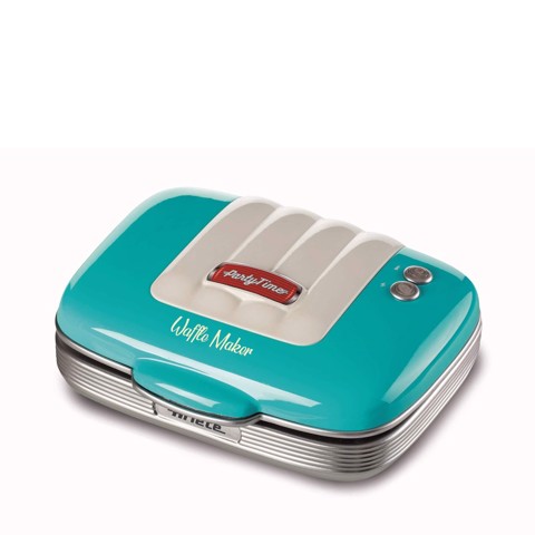 Ariete 1973 Waffle Maker Party Time - Piastra Elettrica per Waffle - Piastre Antiaderenti - 700 Watt - Celeste