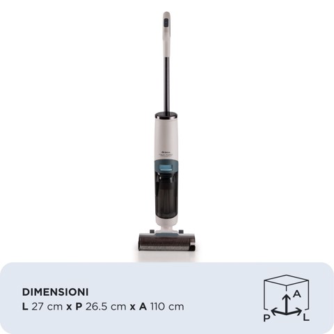 Ariete 2483 Aqua Force Wash & Vacuum, Aspirapolvere Intelligente, Lavapavimenti cordless, Senza fili, Aspira e lava, Peli animali, Sporco liquido e secco, Capacità 700ml, Accessori inclusi