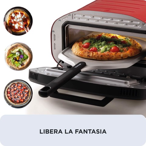 Ariete 3901 Da Gennaro, Forno per pizza, 2200W, Temperatura 430°C, 2 minuti di cottura, Pietra refrattaria, Rosso