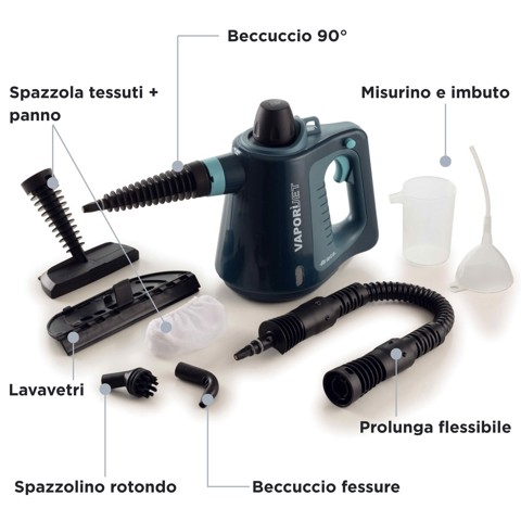 Ariete 4137 Vaporì Jet, Pistola a Vapore, Vapore pronto in 3 minuti, Pressione 3,5 bar, Kit di accessori in dotazione