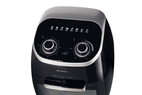 Ariete 4619, Airy Fryer Oven, Friggitrice ad Aria Forno Elettrico, Frigge senza olio e grassi, 2000 Watt, 11 Litri, Temperatura max 200°, 3 Griglie, Cestello Girevole e Girarrosto, Nero