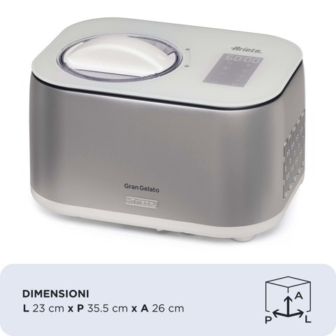 Ariete 644 Gran Gelato 4in1, Gelatiera con compressore, Gelato, Yogurt, Sorbetto e Granita, 30-60 minuti, Funzione mantenimento del freddo