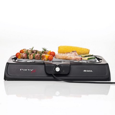 Ariete 723 Party Grill - barbecue elettrico. Potenza 2000W. Cottura lenta e rapida. Per carne, verdura e pesce. Dotata di vassoi raccogli grasso.