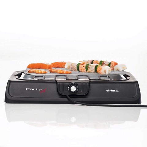Ariete 723 Party Grill - barbecue elettrico. Potenza 2000W. Cottura lenta e rapida. Per carne, verdura e pesce. Dotata di vassoi raccogli grasso.