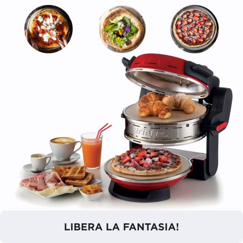 Ariete 927 Pizzeria , Forno pizza doppio, 2300 W, 2 pietre refrattarie, 2 pizze in 4 minuti, 2 termostati, Diametro 32 cm, 5 livelli di cottura, 2 pale in acciaio inox, Rosso