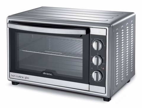 Ariete 945 Forno Elettrico ventilato con girarrosto 56 Litri - Bon Cuisine 560 - Temperatura max 230° - Luce interna - 2200 Watt - Argento
