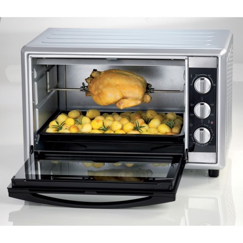 Ariete 945 Forno Elettrico ventilato con girarrosto 56 Litri - Bon Cuisine 560 - Temperatura max 230° - Luce interna - 2200 Watt - Argento