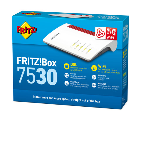AVM 20002845 FRITZ!Box 7530 International router wireless Gigabit Ethernet Dual-band (2.4 GHz/5 GHz) Bianco
