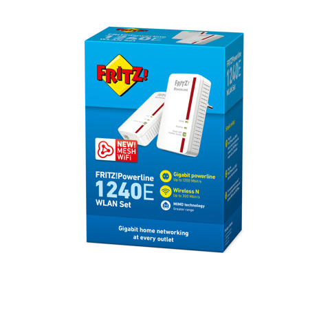 AVM FRITZ!Powerline 1240E WLAN 1200 Mbit/s Collegamento ethernet LAN Wi-Fi Rosso, Bianco 2 pezzo(i)