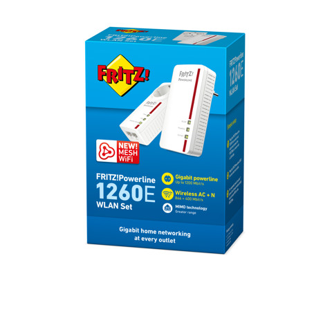 AVM FRITZ!Powerline 1260E WLAN Set International 1200 Mbit/s Collegamento ethernet LAN Wi-Fi Bianco 2 pezzo(i)