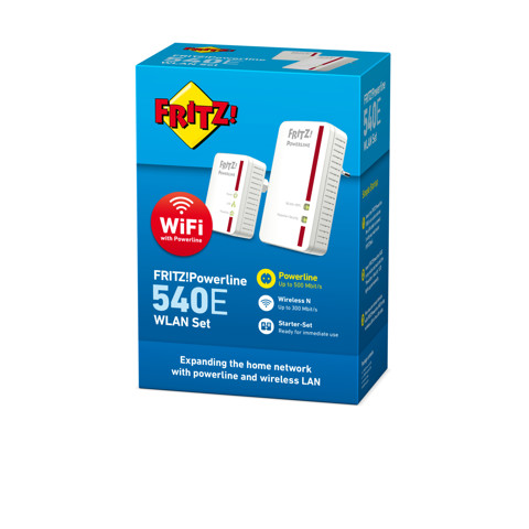 AVM FRITZ!Powerline 540E WLAN Set International 500 Mbit/s Collegamento ethernet LAN Wi-Fi Bianco 2 pezzo(i)