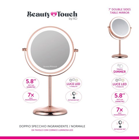 Beauty Touch XDGF736 specchietto per trucco Libera installazione Rotondo Rose Gold
