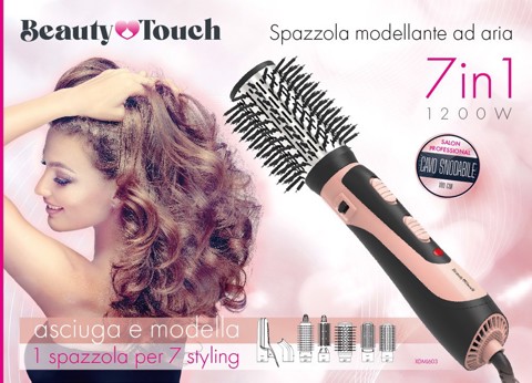 Beauty Touch XDMJ603 messa in piega Spazzola ad aria calda Caldo Rose Gold 1200 W 1,8 m