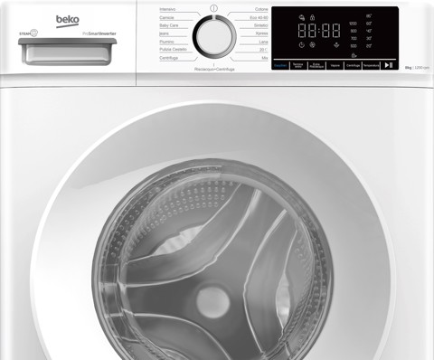 Beko b100 BMX8126DW 8kg classe A bianco, inverter 1200 giri, display XL, oblò bianco, vapore