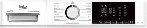 Beko b100 BMX8126DW 8kg classe A bianco, inverter 1200 giri, display XL, oblò bianco, vapore