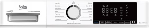 Beko b100 BMX8126DW 8kg classe A bianco, inverter 1200 giri, display XL, oblò bianco, vapore