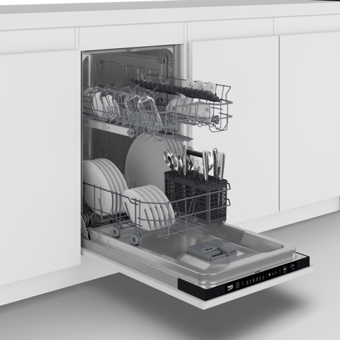 Beko b300 BDIS16030, Lavastoviglie 45 cm, classe D, 10 coperti, 48 dBA