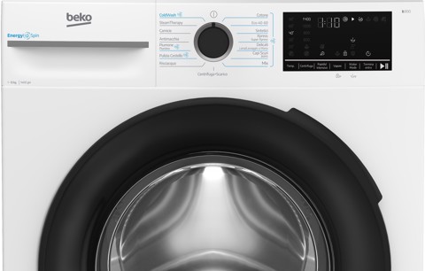 Beko b300 BMWT31241A: Lavatrice 12kg, Classe A, 1400giri, linea estetica NX, motore ProSmart Inverter, Display Touch, oblò nero, tecnologia EnergySpin™, tecnologia a vapore SteamCure™