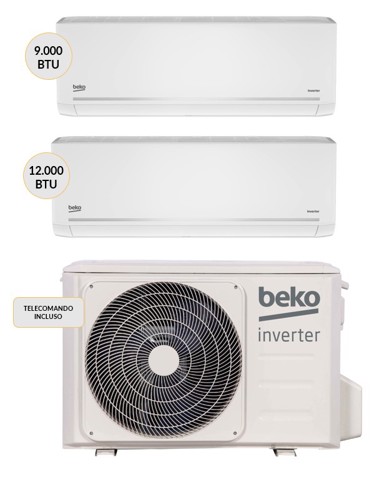 Beko Condizionatore DUAL split Inverter 9000 btu+12000 btu Wi-Fi BGMPO181 + BGMPI090 + BGMPI120 Climatizzatore Fisso