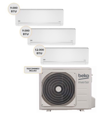 Beko Condizionatore TRIAL split Inverter 9000+9000+12000btu WiFi BGMPO271 + BGMPI095(2) + BGMPI125 Climatizzatore Fisso