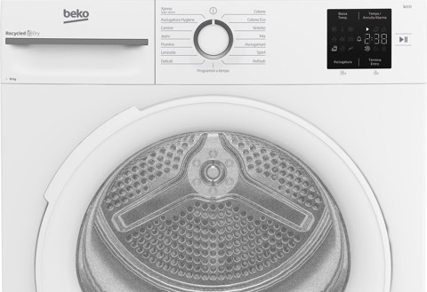 Beko BMT103EW 10kg, classe D, linea estetica NX, display touch, colore bianco, oblò bianco